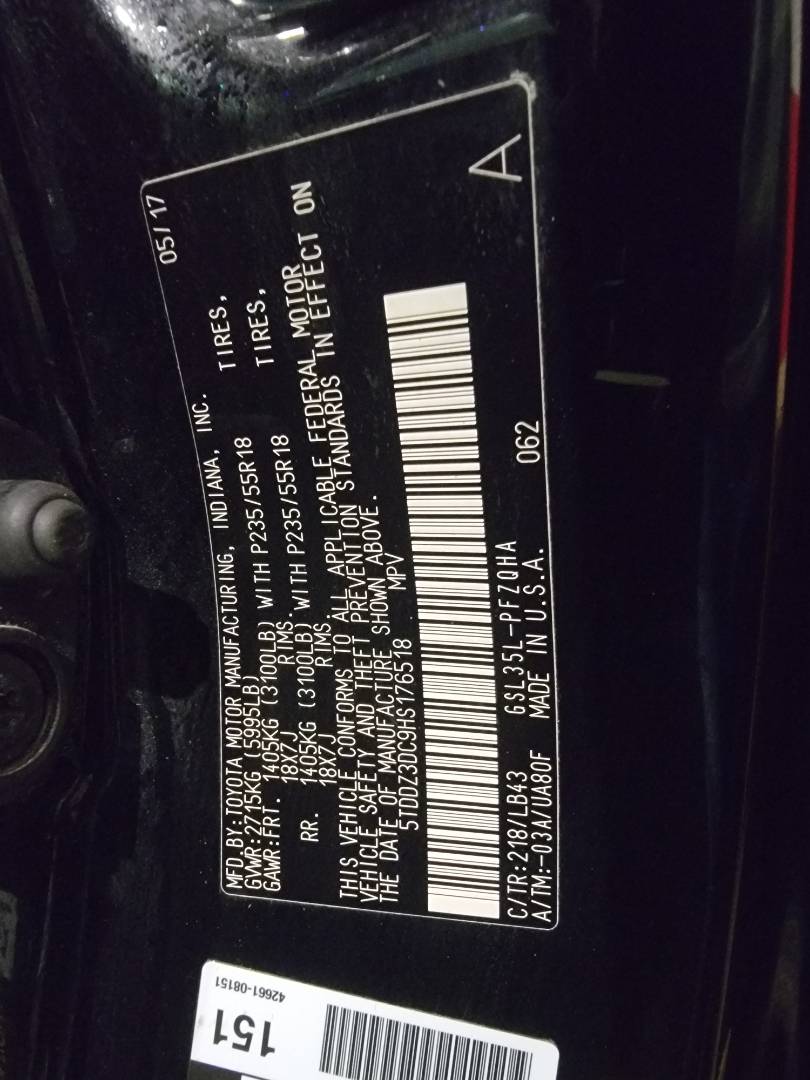 2017 TOYOTA SIENNA — 110557 Miles — Lot 176518 — Main - Marhaba Auctions Used Cars - Image 9