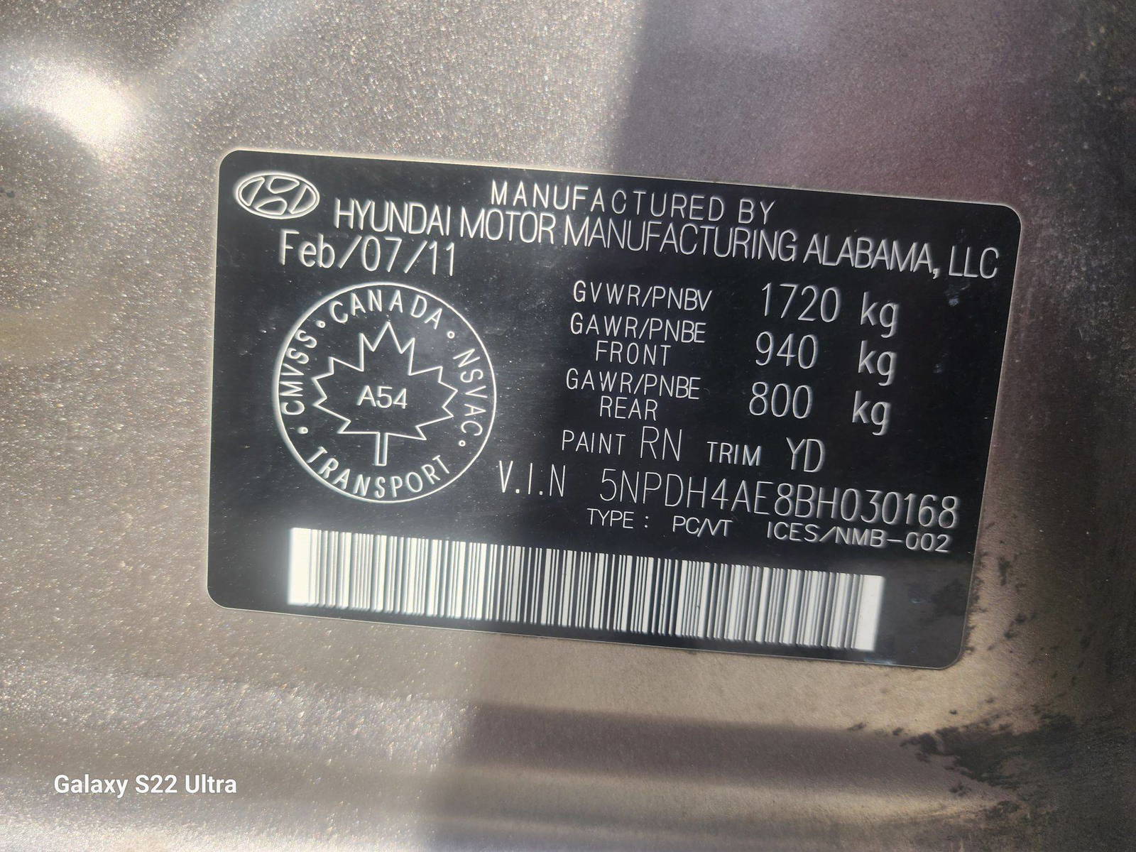 2011 HYUNDAI ELANTRA — 115524 KM — Lot 030168 - Marhaba Auctions Used Cars - Image 11