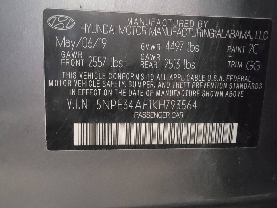 2019 HYUNDAI SONATA — 119065 Miles — Lot KH793564 — Main - Marhaba Auctions Used Cars - Image 10