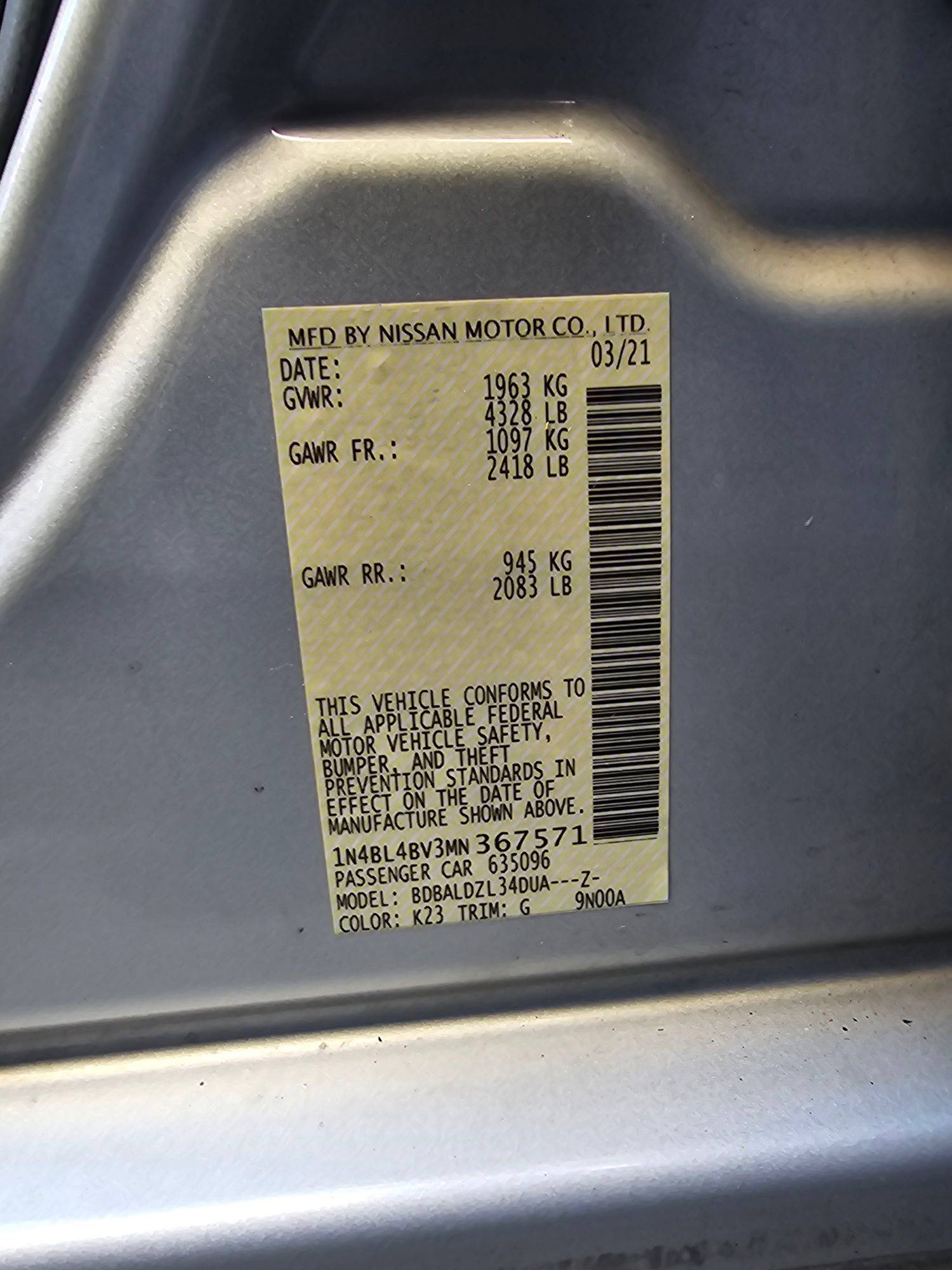 NISSAN ALTIMA 2021 - Marhaba Auction Used Cars - Image 10