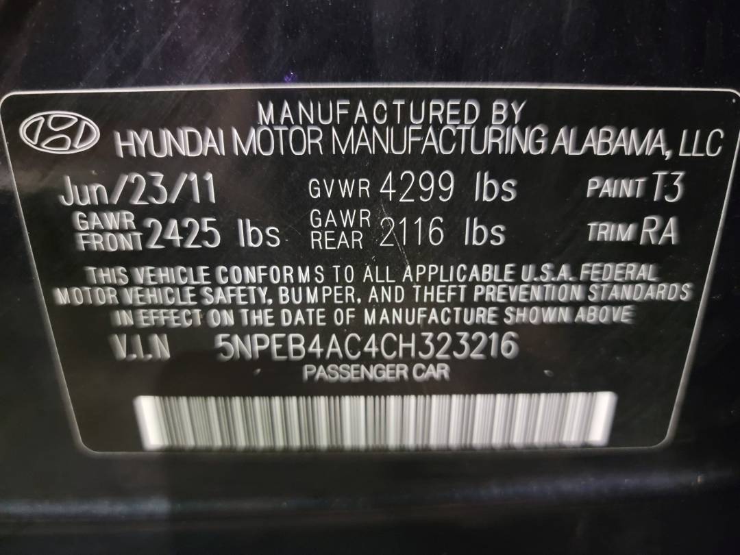 2012 HYUNDAI SONATA — 140287 Miles — Lot 50225403 - Marhaba Auctions Used Cars - Image 10