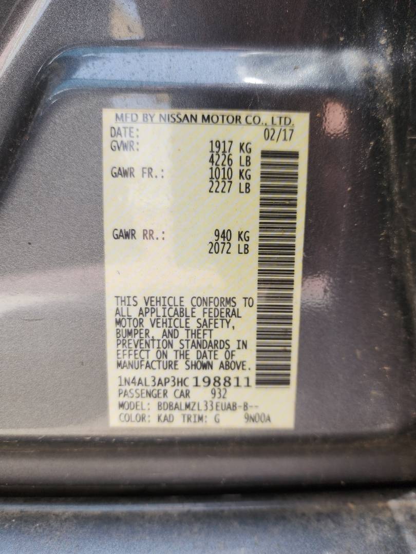 2017 NISSAN ALTIMA — 192955 Miles — Lot 38200855 - Marhaba Auctions Used Cars - Image 6