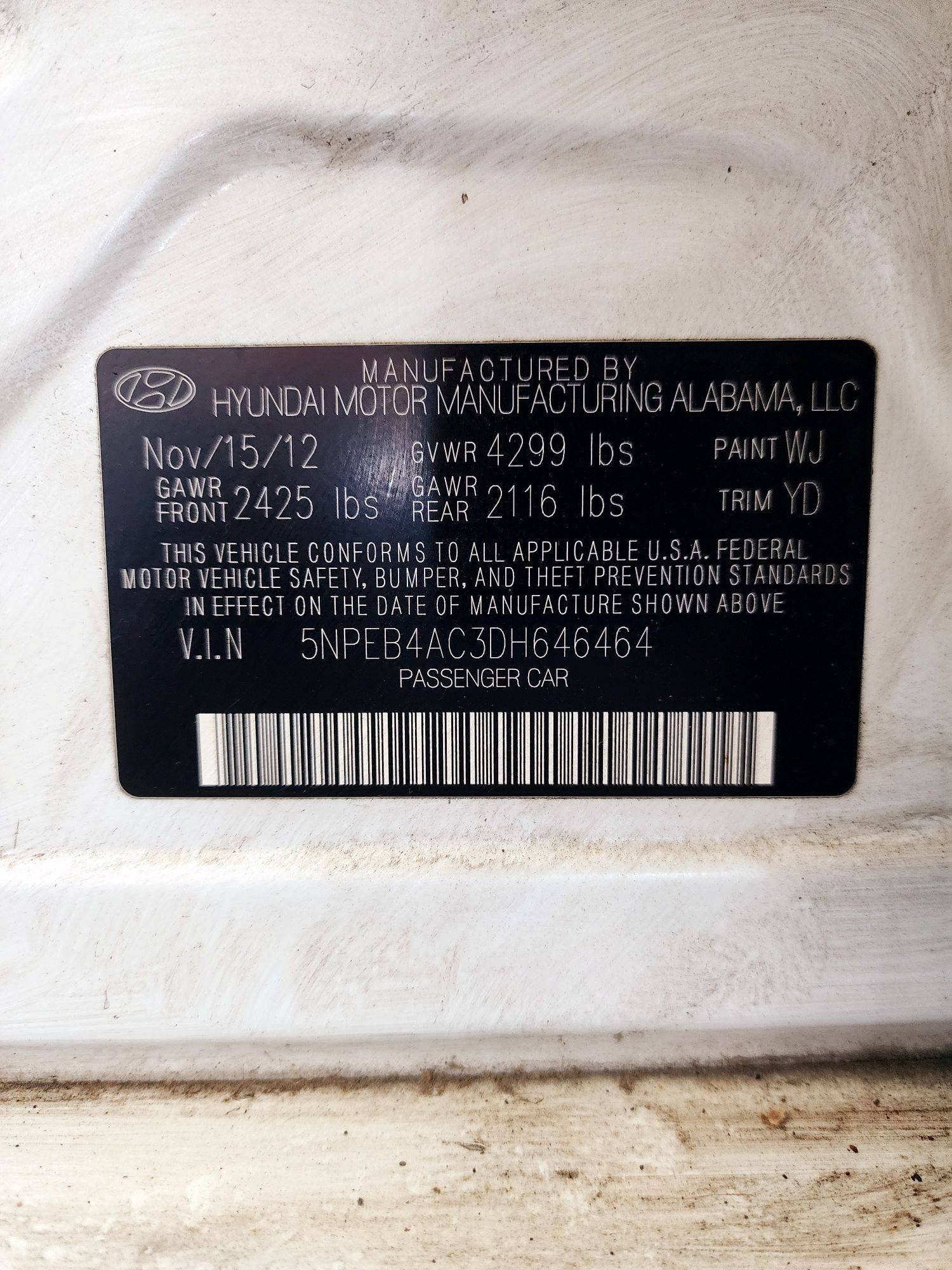 2013 HYUNDAI SONATA — 123507 Miles — Lot 38831581 — Souq - Marhaba Auctions Used Cars - Image 9
