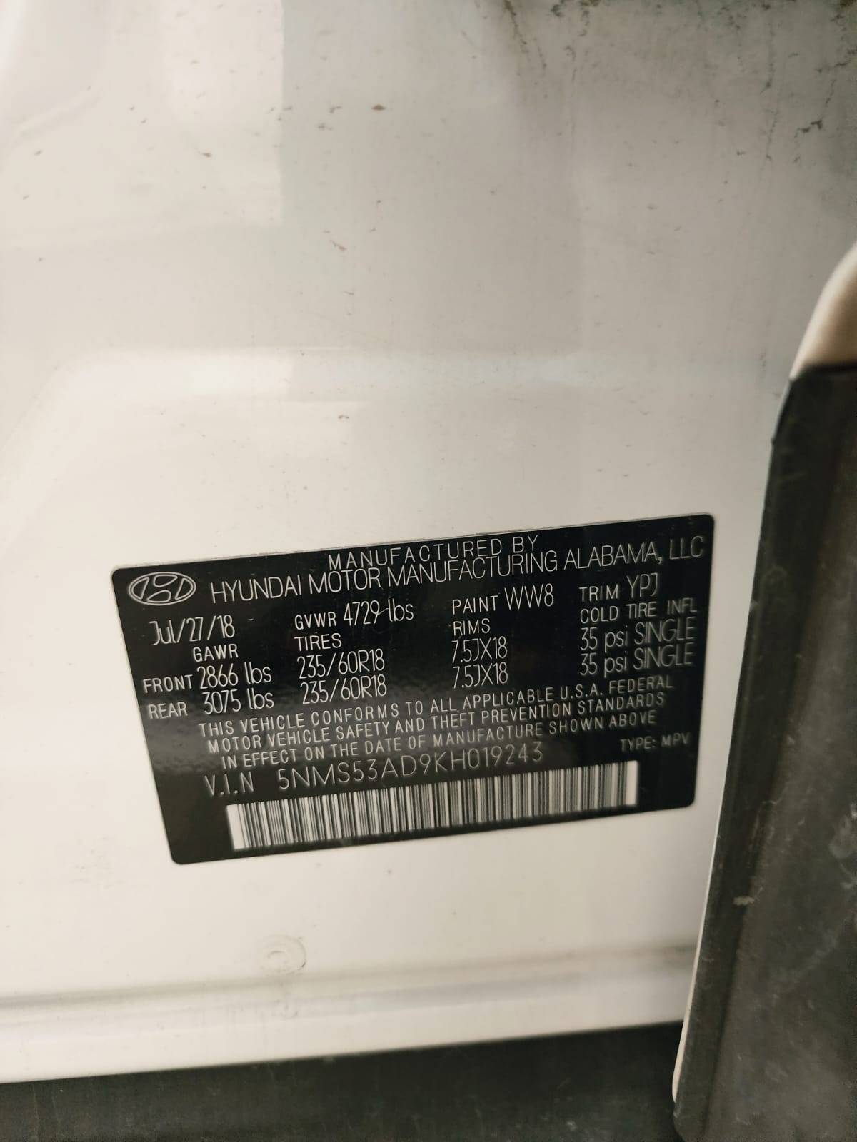 HYUNDAI SANTA FE LIMITED 2019 - Marhaba Auction Used Cars - Image 7