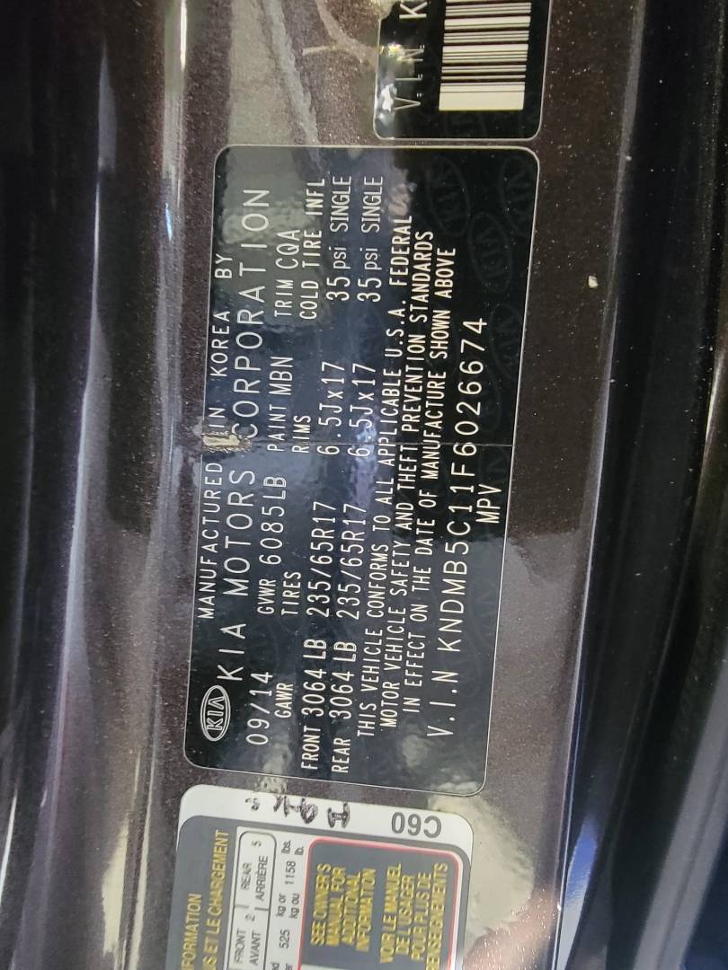 2015 KIA SEDONA — 191549 Miles — Lot 38968904 - Marhaba Auctions Used Cars - Image 9