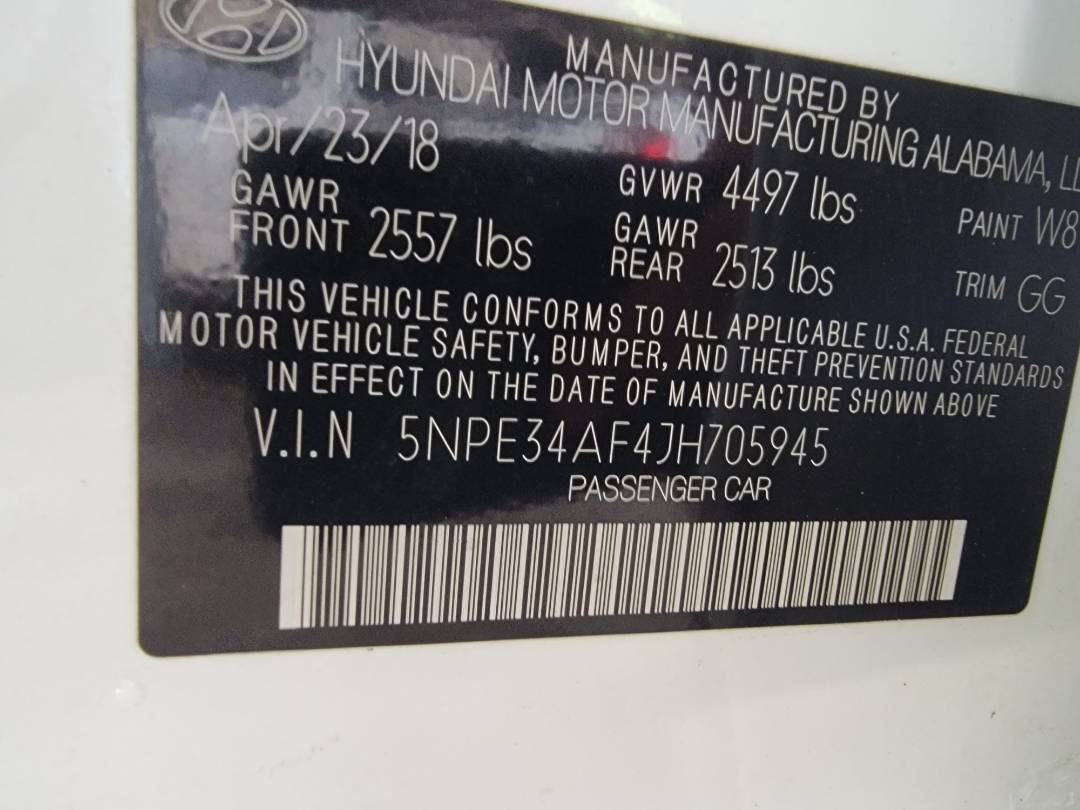 2018 HYUNDAI SONATA — 67851 Miles — Lot JH705945 — Main - Marhaba Auctions Used Cars - Image 11