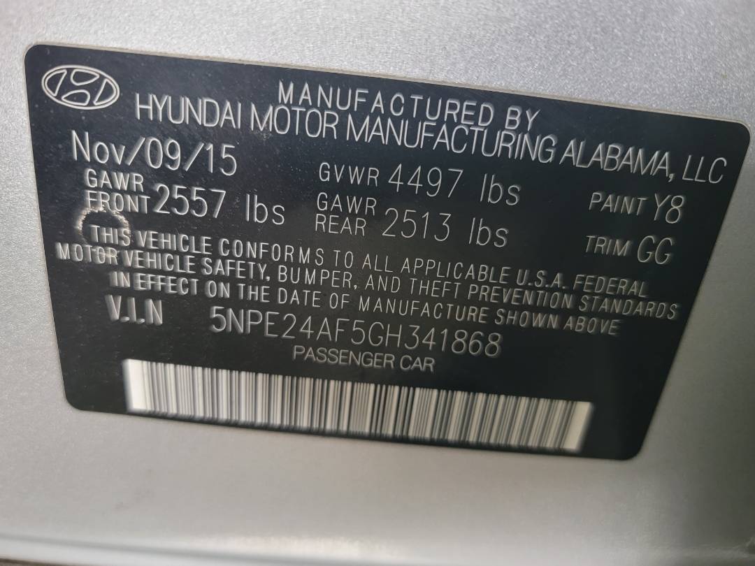 2016 HYUNDAI SONATA — 161538 Miles — Lot 341868 — Souq - Marhaba Auctions Used Cars - Image 10