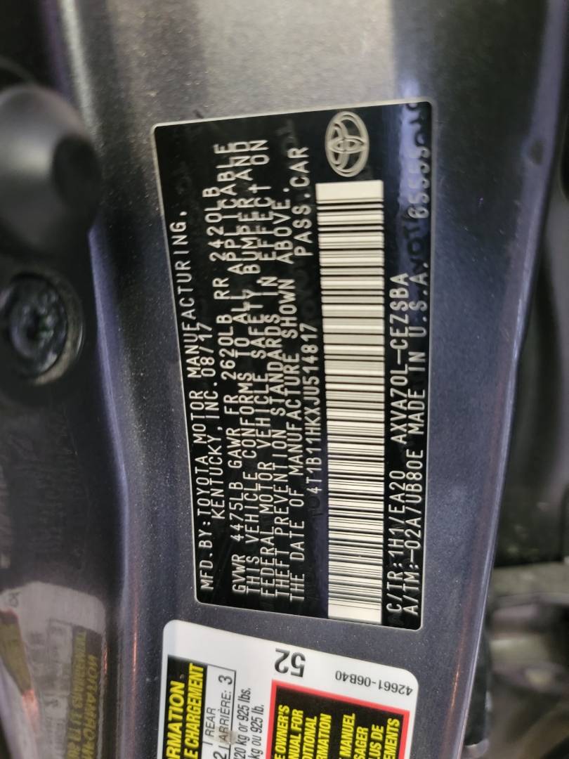 2018 TOYOTA CAMRY — 101873 Miles — Lot JU514817 — Main - Marhaba Auctions Used Cars - Image 10