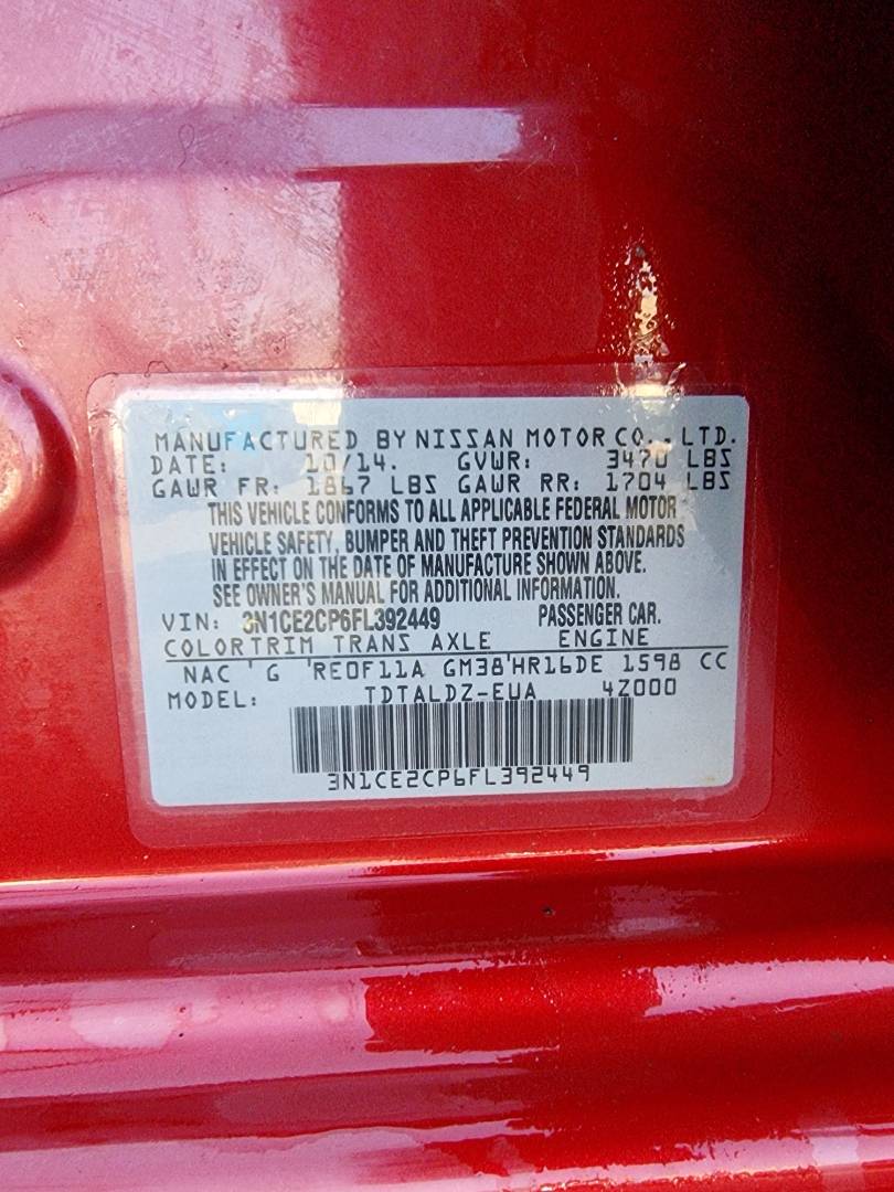 2015 NISSAN VERSA NOTE — 169990 Miles — Lot 125487 — Main - Marhaba Auctions Used Cars - Image 9