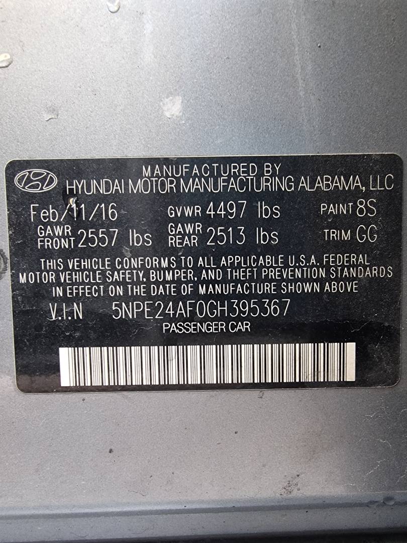 2016 HYUNDAI SONATA — 209199 Miles — Lot 124578 — Ind. 12 - Marhaba Auctions Used Cars - Image 9