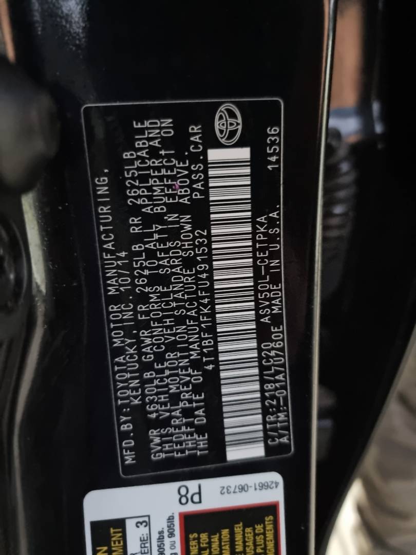 2015 TOYOTA CAMRY — 85814 Miles — Lot 40428250 — Main - Marhaba Auctions Used Cars - Image 10