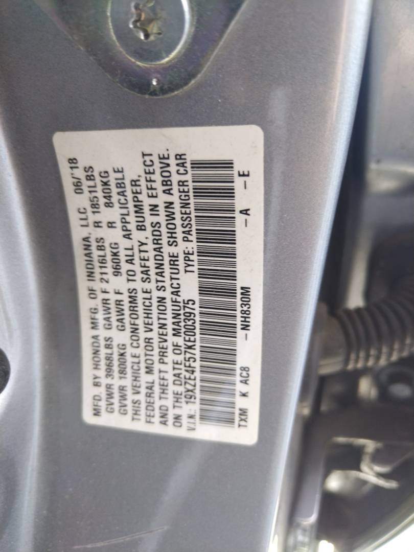 2019 HONDA INSIGHT — 265967 Miles — Lot 66836013 - Marhaba Auctions Used Cars - Image 7