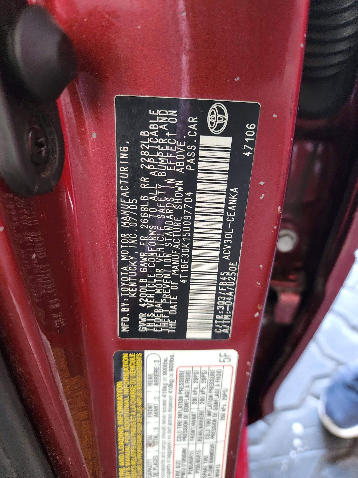 2005 TOYOTA CAMRY — 189227 Miles — Lot 76781613 - Marhaba Auctions Used Cars - Image 10
