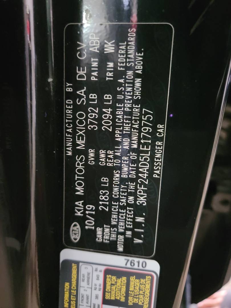 2020 KIA FORTE — 92605 Miles — Lot 179757 — Main - Marhaba Auctions Used Cars - Image 10