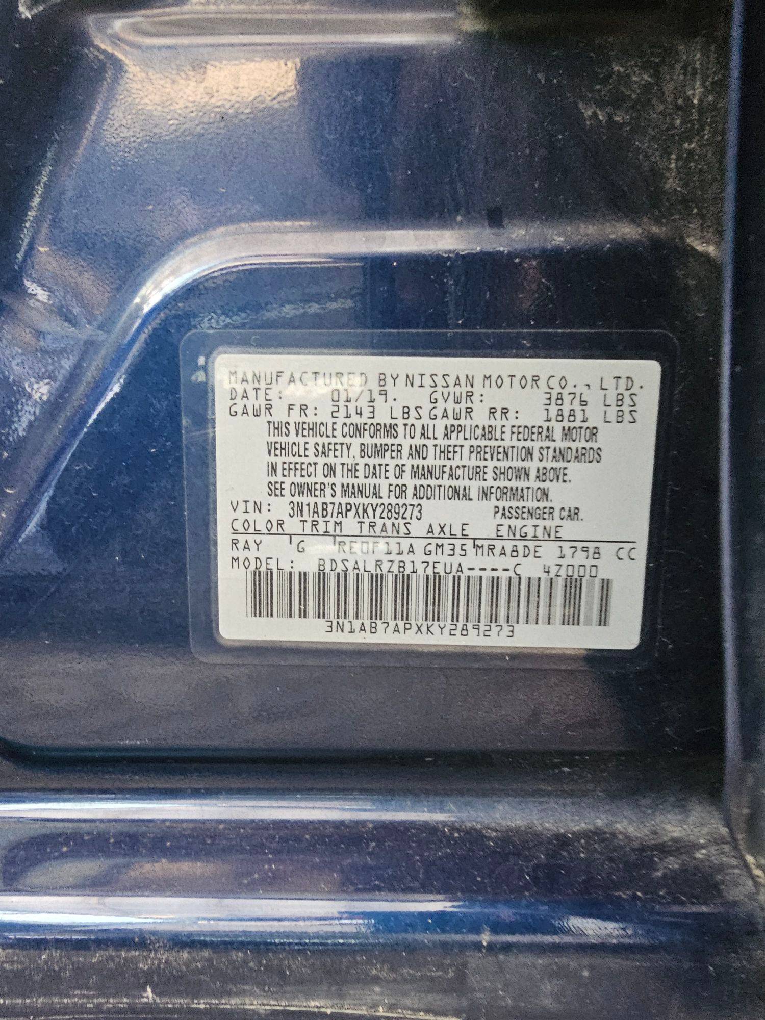 2019 NISSAN SENTRA — 121962 Miles — Lot 63985495 — Souq - Marhaba Auctions Used Cars - Image 9