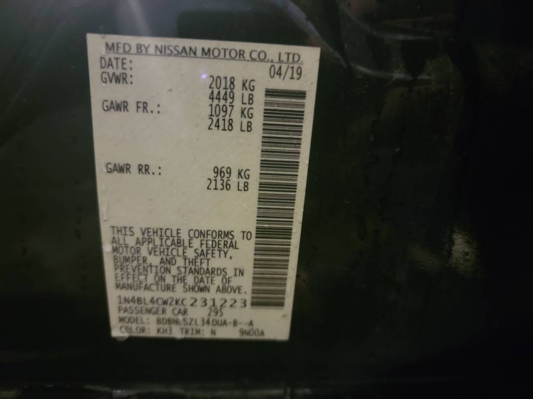2019 NISSAN ALTIMA — 54285 Miles — Lot C231223 - Marhaba Auctions Used Cars - Image 9
