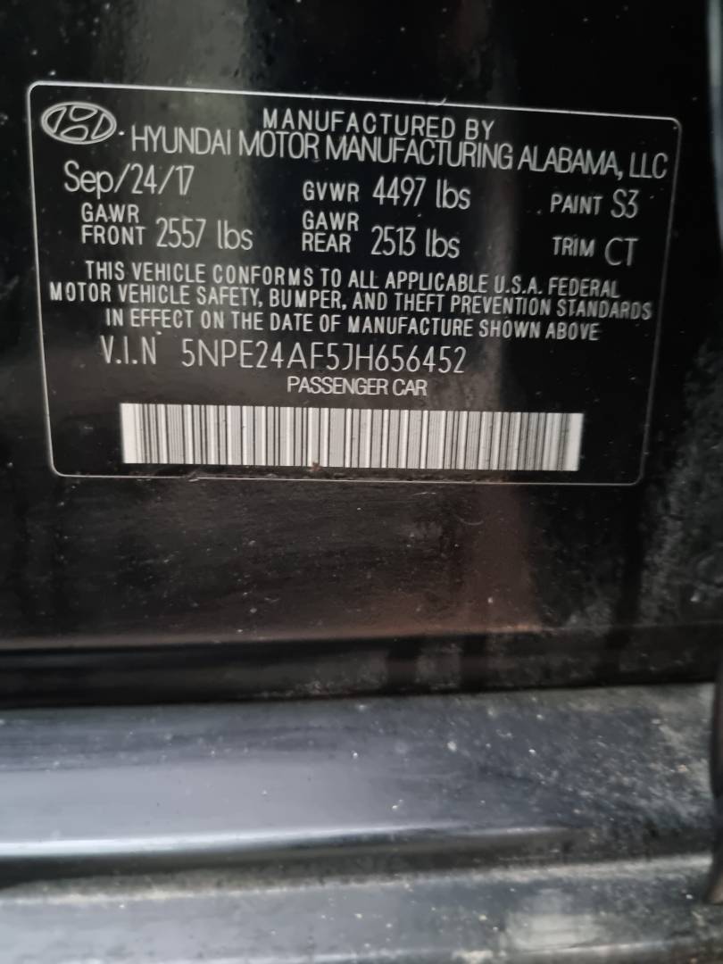 2018 HYUNDAI SONATA — 126226 Miles — Lot 124587 — Ind. 12 - Marhaba Auctions Used Cars - Image 9