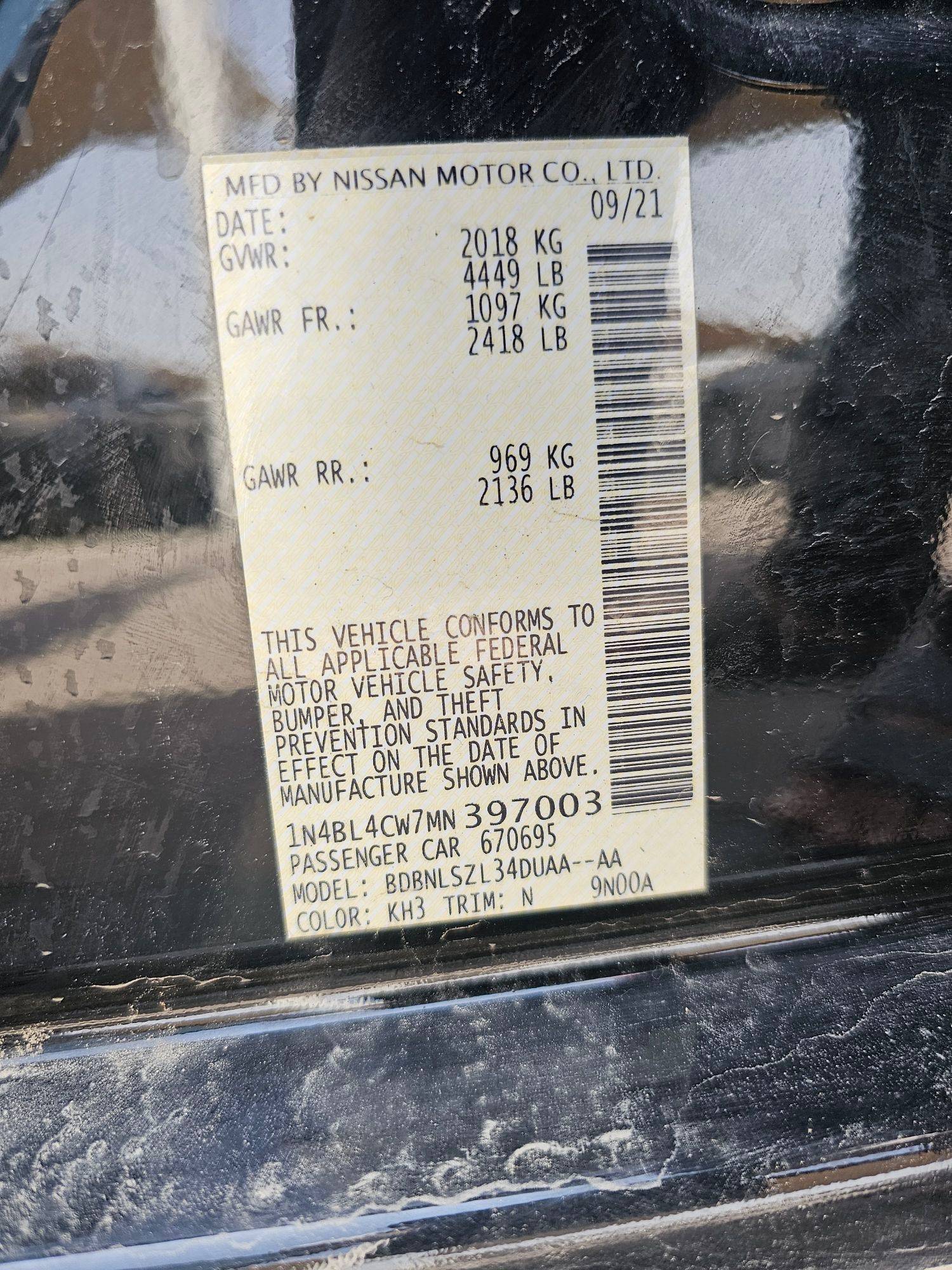 2021 NISSAN ALTIMA — 18252 Miles — Lot MN397003 — Souq - Marhaba Auctions Used Cars - Image 9