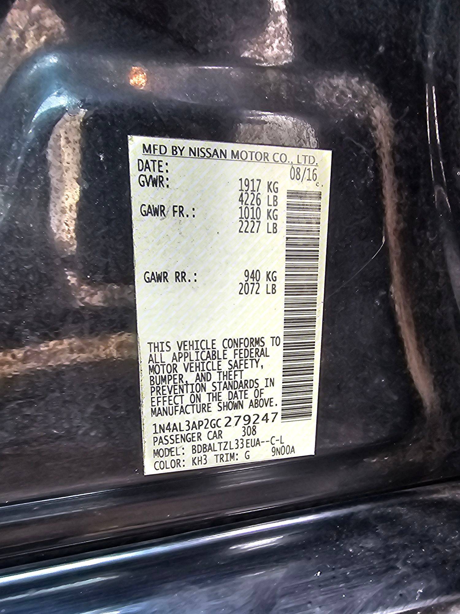 2016 NISSAN ALTIMA — 121513 Miles — Lot GC279247 — Main - Marhaba Auctions Used Cars - Image 10