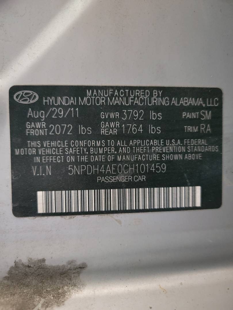 2012 HYUNDAI ELANTRA — 167152 Miles — Lot 37788594 - Marhaba Auctions Used Cars - Image 10