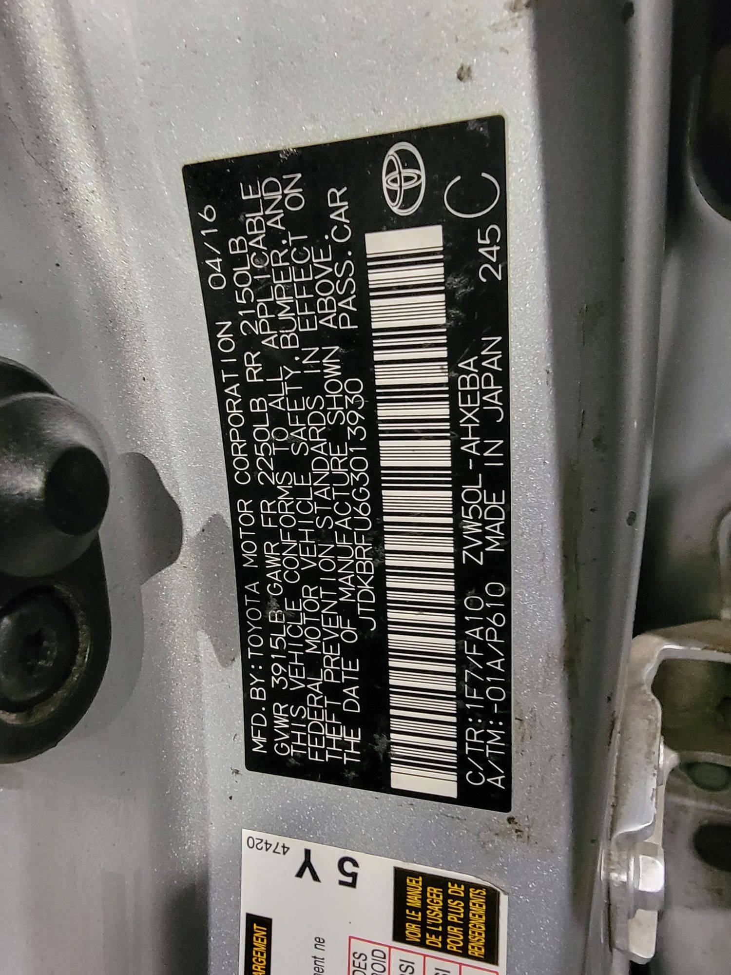 TOYOTA PRIUS 2016 - Marhaba Auction Used Cars - Image 9