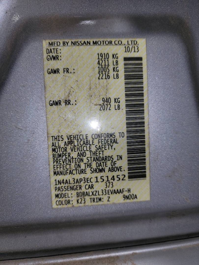 2014 NISSAN ALTIMA — 180450 Miles — Lot 51452 - Marhaba Auctions Used Cars - Image 9