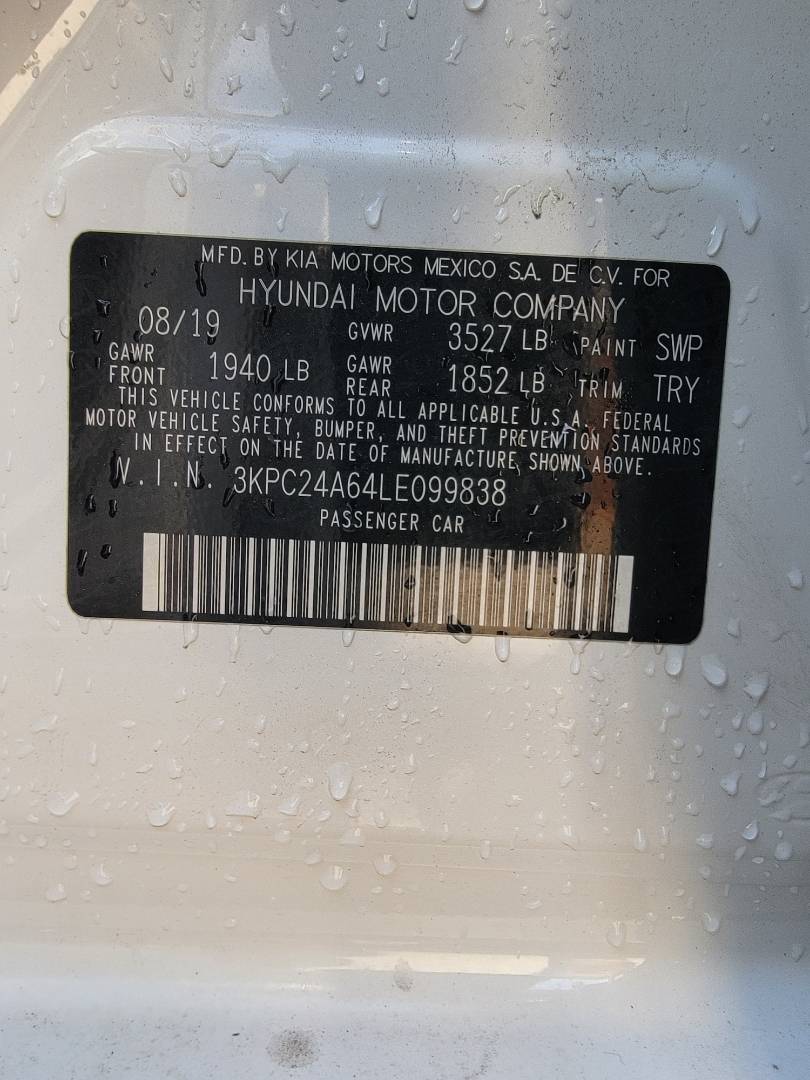 2020 HYUNDAI ACCENT — 71640 Miles — Lot E099838 — Main - Marhaba Auctions Used Cars - Image 9