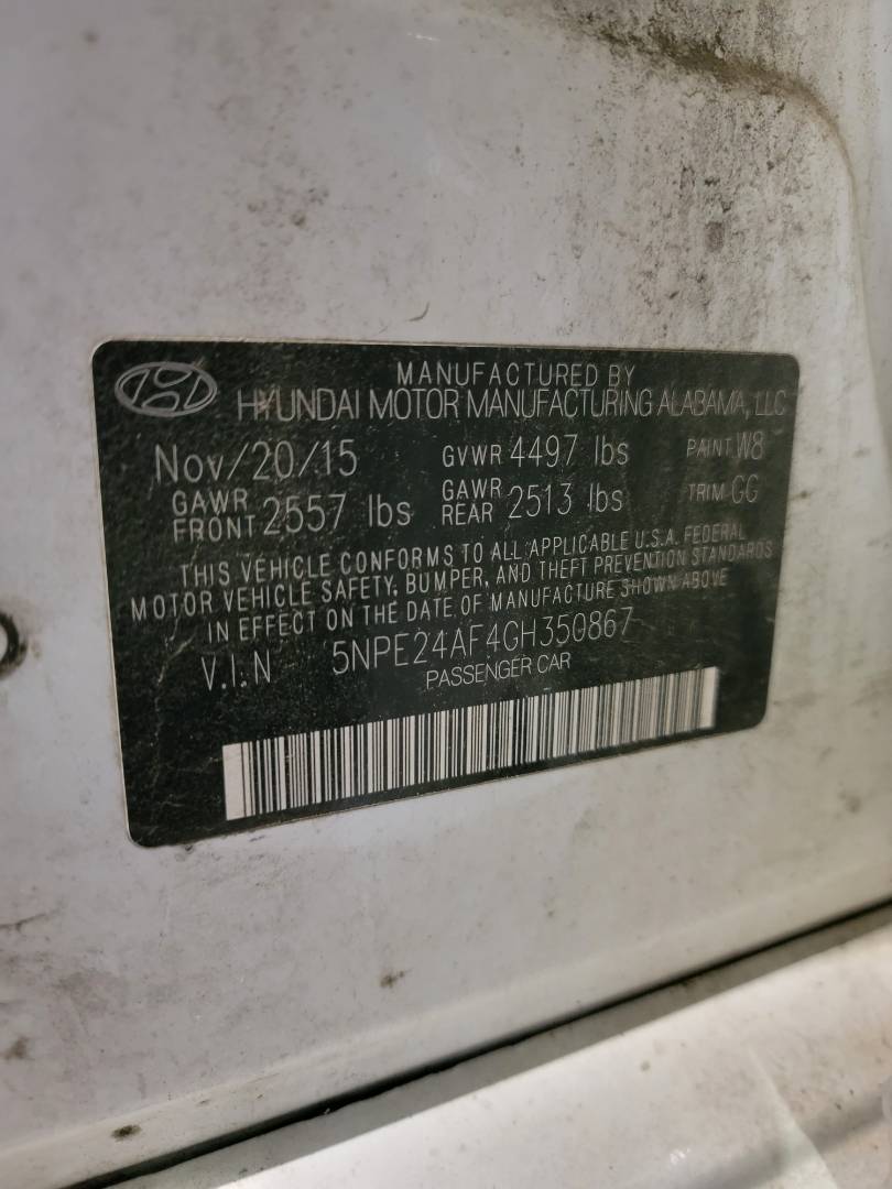 2016 HYUNDAI SONATA — 136694 Miles — Lot 38844179 - Marhaba Auctions Used Cars - Image 9