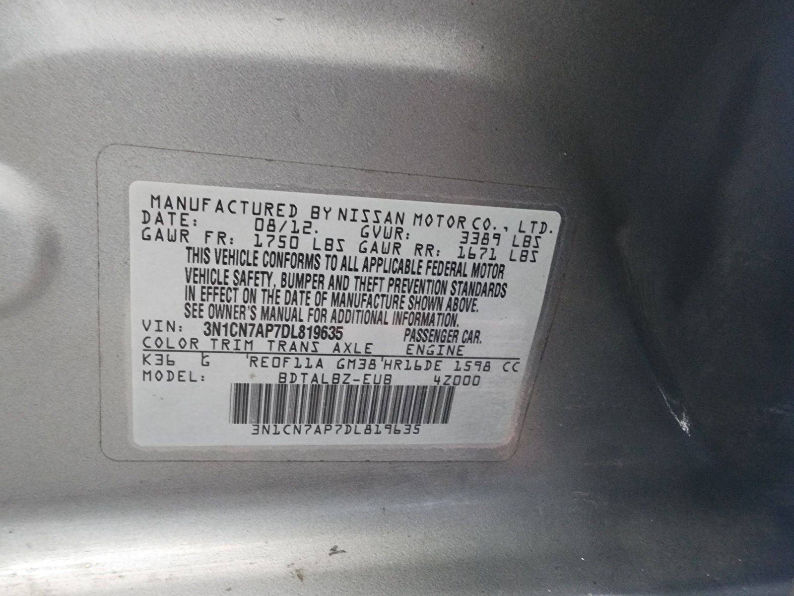 2013 NISSAN VERSA — 142533 Miles — Lot 45627644 — Souq - Marhaba Auctions Used Cars - Image 8