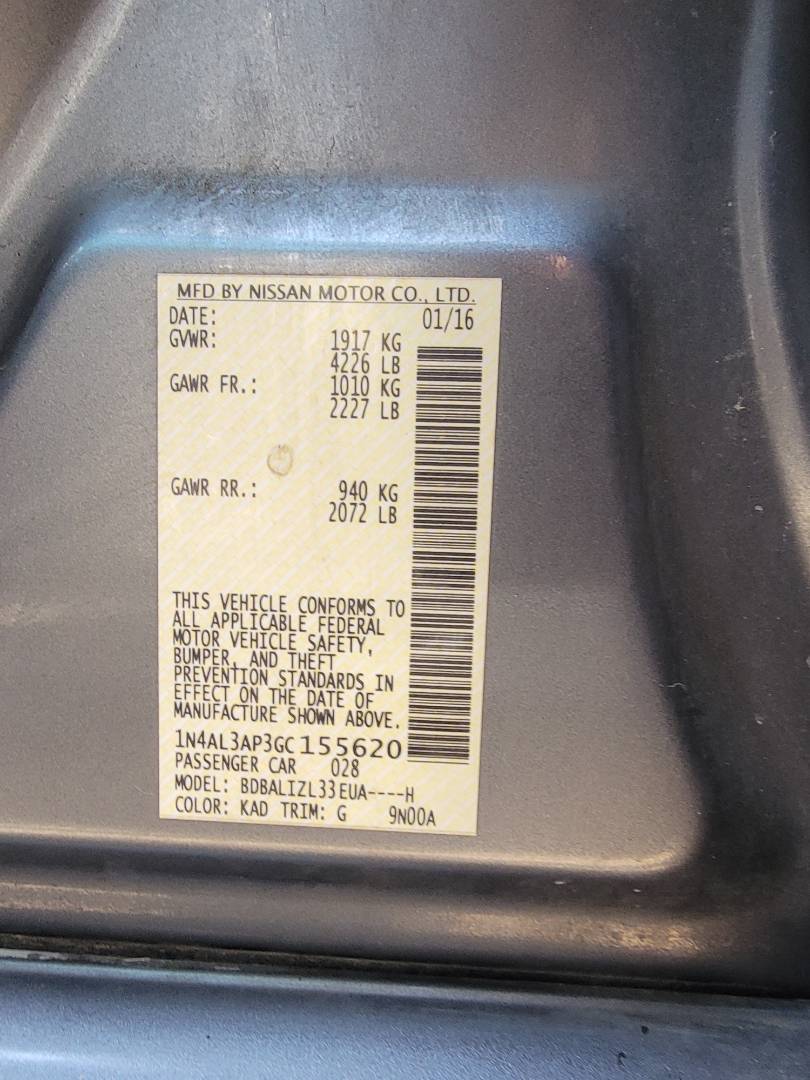 2016 NISSAN ALTIMA — 172939 Miles — Lot C155620 — Main - Marhaba Auctions Used Cars - Image 10