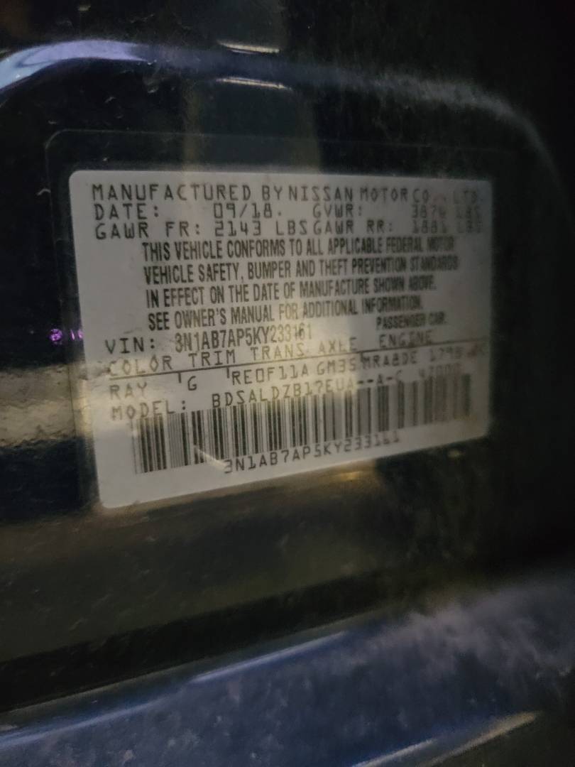 2019 NISSAN SENTRA — 136530 Miles — Lot 33161 — Main - Marhaba Auctions Used Cars - Image 10