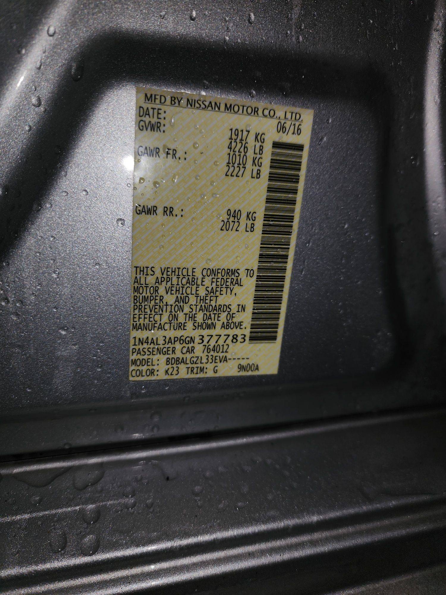 2016 NISSAN ALTIMA — 150361 Miles — Lot 67433793 - Marhaba Auctions Used Cars - Image 10