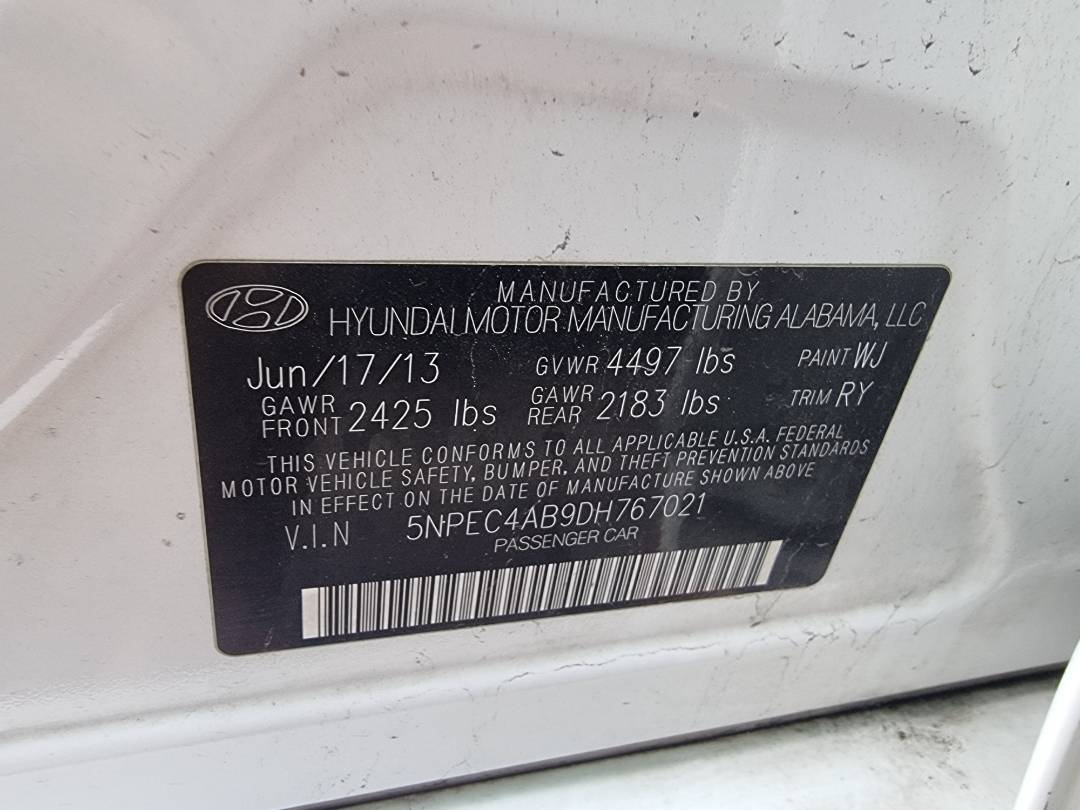 2013 HYUNDAI SONATA — 133379 Miles — Lot 767021 — Ind. 12 - Marhaba Auctions Used Cars - Image 10