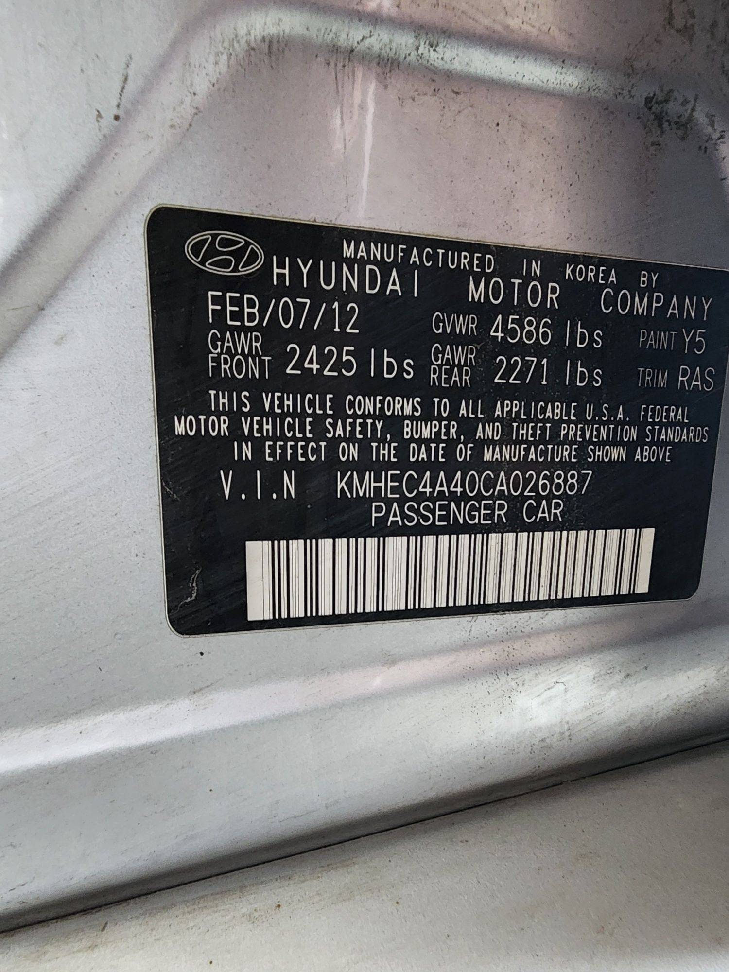 2012 HYUNDAI SONATA — 187922 Miles — Lot 38384634 — Souq - Marhaba Auctions Used Cars - Image 9