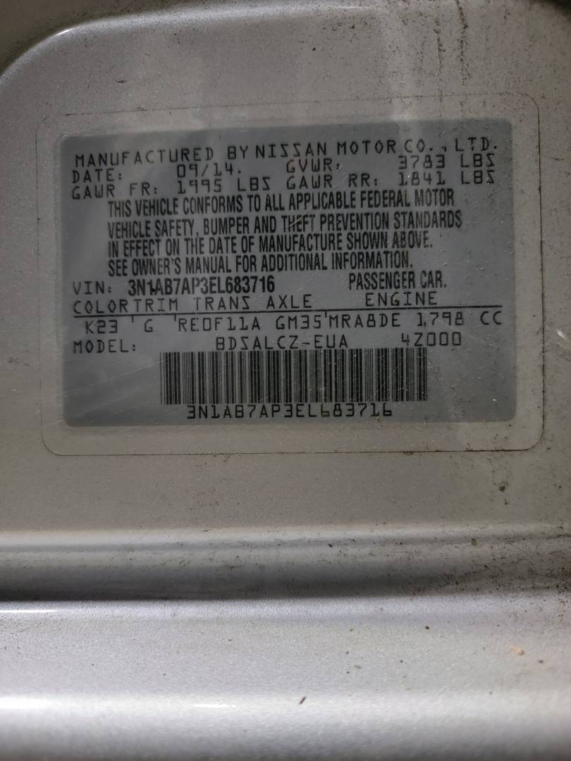 2014 NISSAN SENTRA — 208543 Miles — Lot 38469392 - Marhaba Auctions Used Cars - Image 9