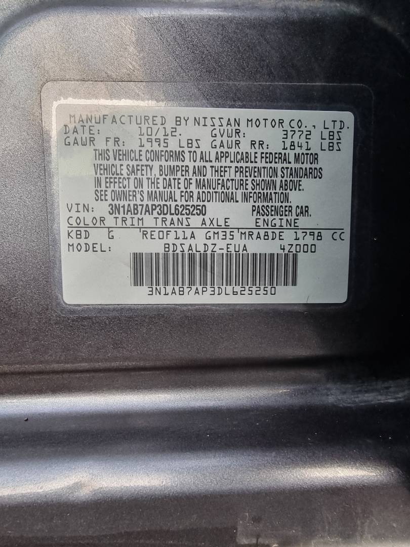 2013 NISSAN SENTRA — 161536 Miles — Lot L625250 — Main - Marhaba Auctions Used Cars - Image 9