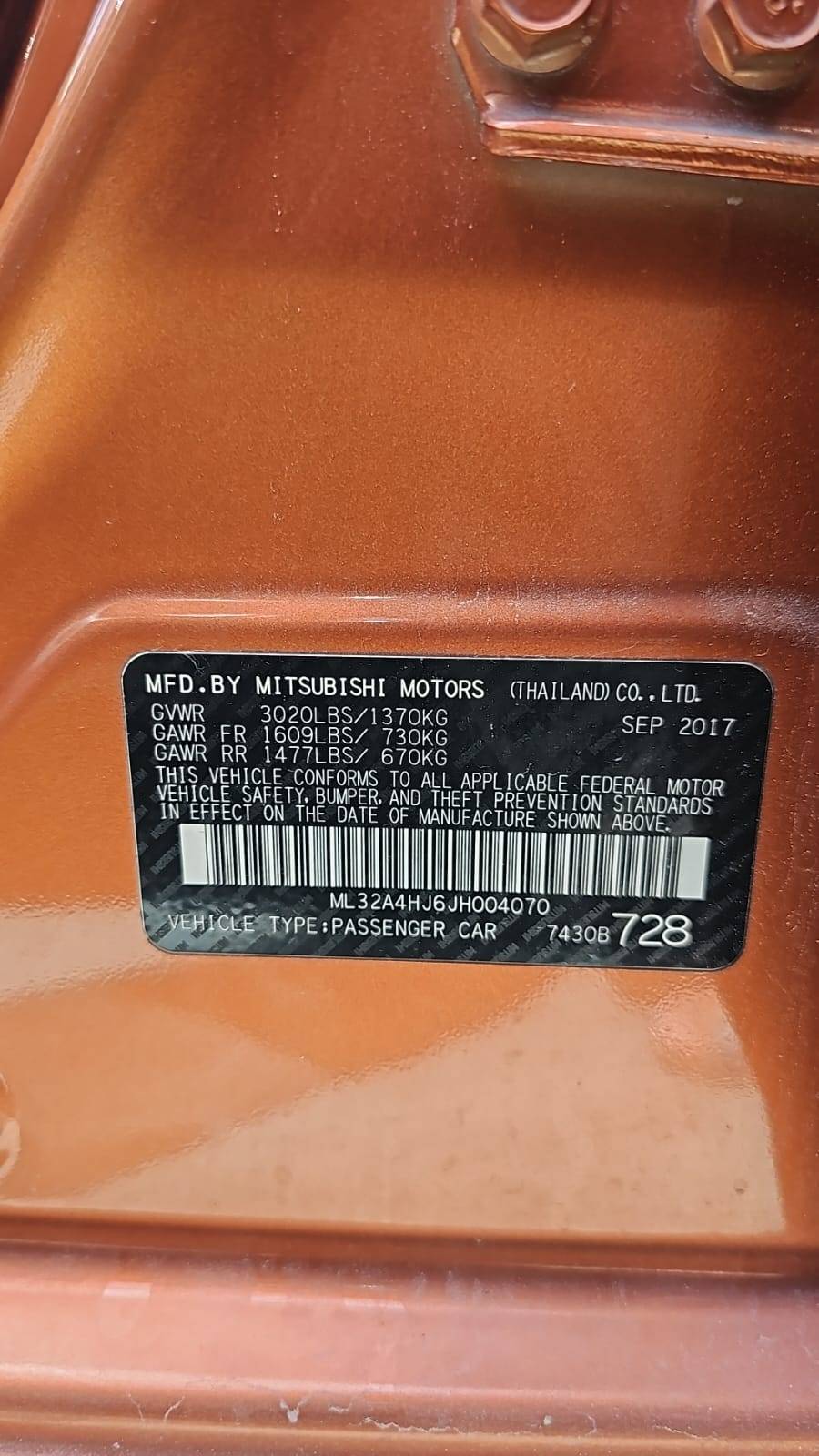 2018 MITSUBISHI MIRAGE — 104895 Miles — Lot 6JH004070 — Souq - Marhaba Auctions Used Cars - Image 5