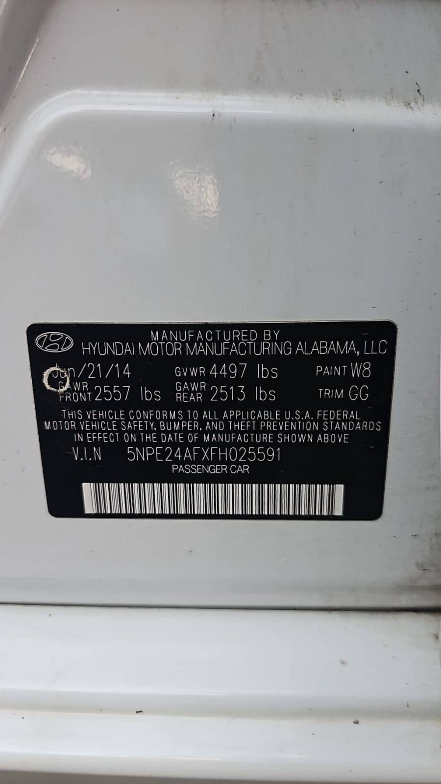 HYUNDAI SONATA 2015 - Marhaba Auction Used Cars - Image 5