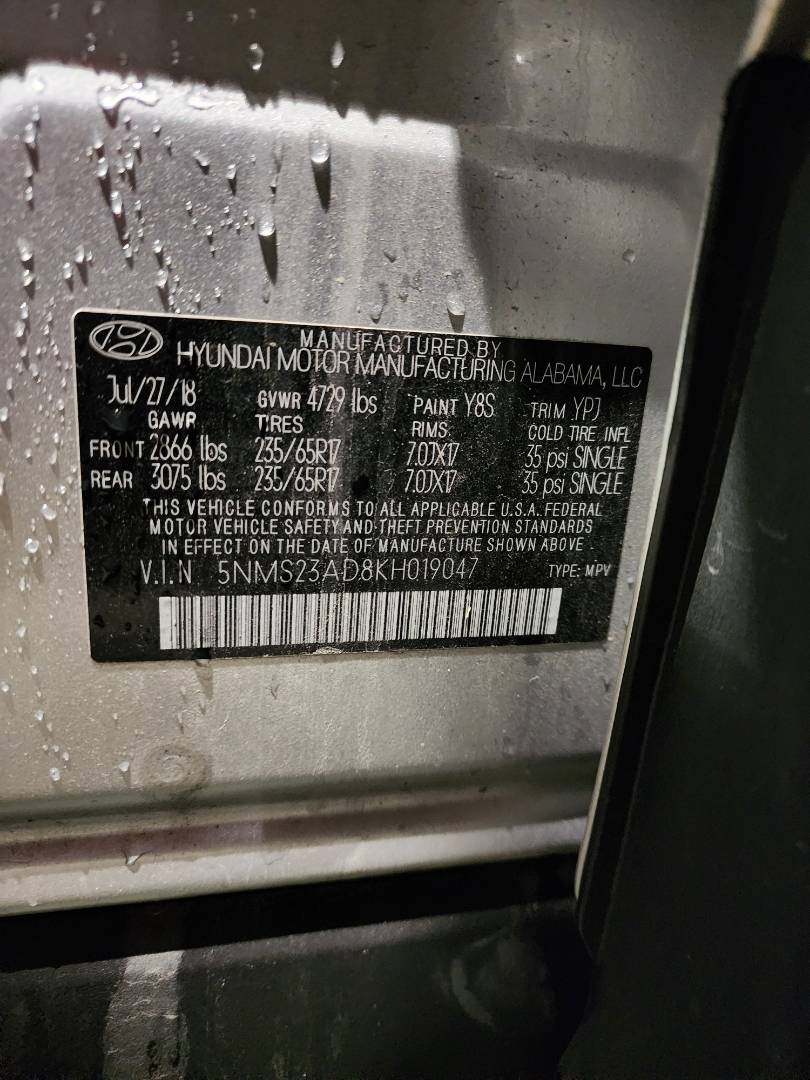 2019 HYUNDAI SANTA FE — 93856 Miles — Lot 66627343 - Marhaba Auctions Used Cars - Image 4