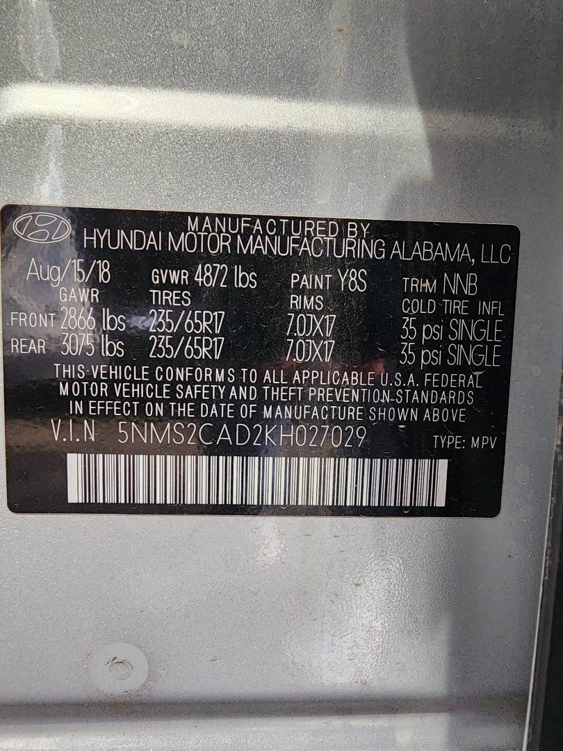 2019 HYUNDAI SANTA FE — 54719 Miles — Lot 79673953 - Marhaba Auctions Used Cars - Image 5