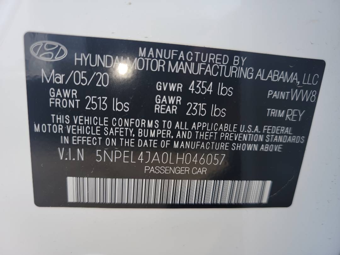 2020 HYUNDAI SONATA — 36691 Miles — Lot 46057 - Marhaba Auctions Used Cars - Image 9