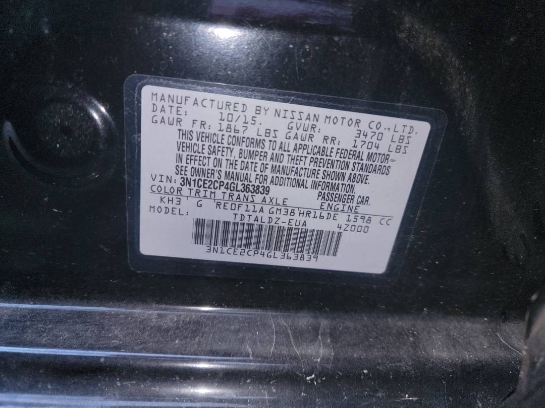 2016 NISSAN VERSA NOTE — 77846 Miles — Lot 80894193 - Marhaba Auctions Used Cars - Image 9