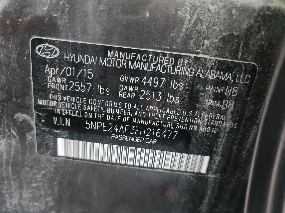 2015 HYUNDAI SONATA — 139674 Miles — Lot 49441253 - Marhaba Auctions Used Cars - Image 3