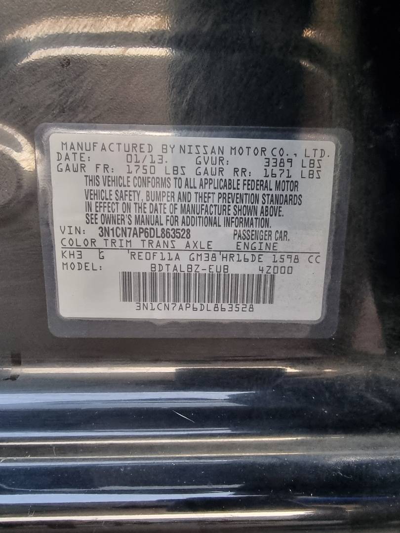 2013 NISSAN VERSA — 150364 Miles — Lot 125487 — Ind. 12 - Marhaba Auctions Used Cars - Image 9