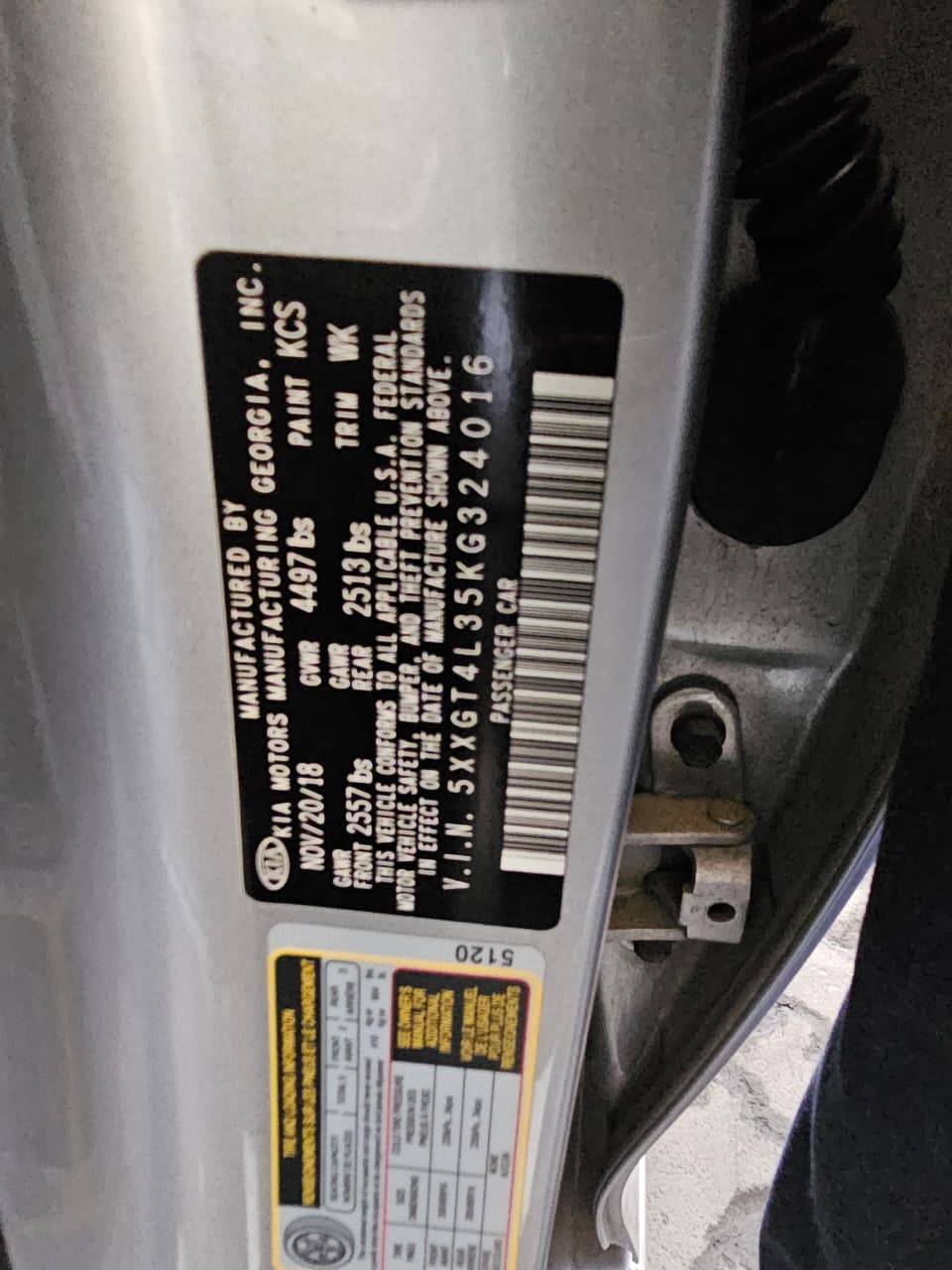 2019 KIA OPTIMA — 117468 Miles — Lot KG324016 — Main - Marhaba Auctions Used Cars - Image 8