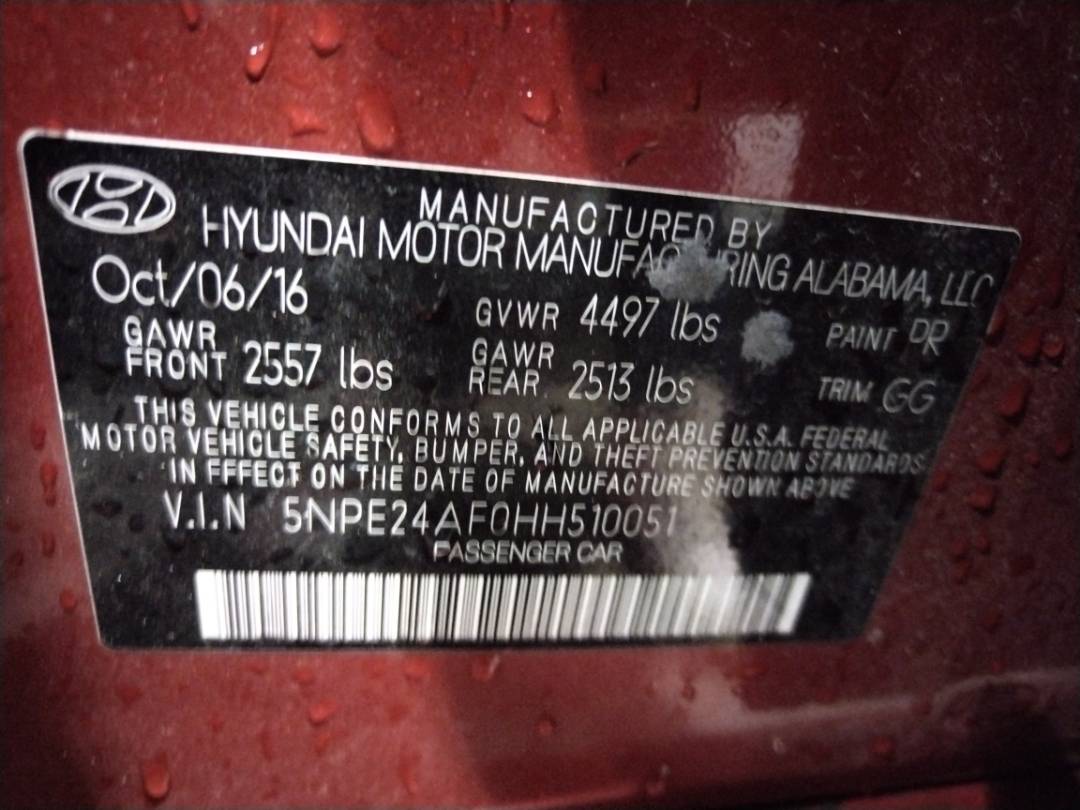2017 HYUNDAI SONATA — 98450 Miles — Lot 66003843 - Marhaba Auctions Used Cars - Image 9