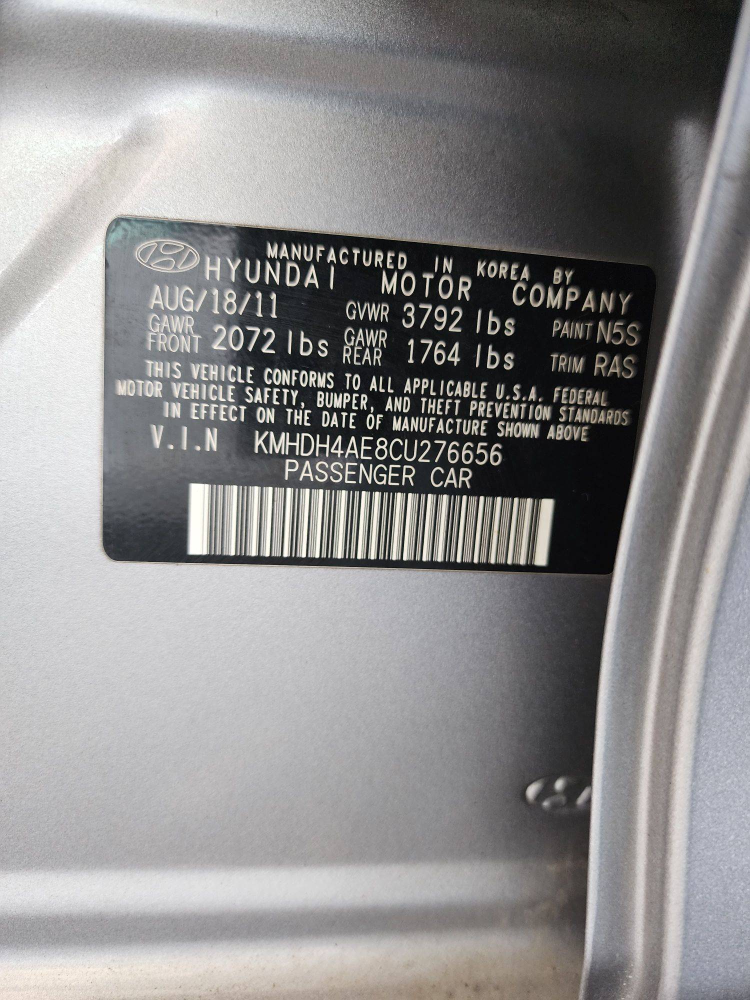 2012 HYUNDAI ELANTRA — 140128 Miles — Lot 38474784 — Souq - Marhaba Auctions Used Cars - Image 9