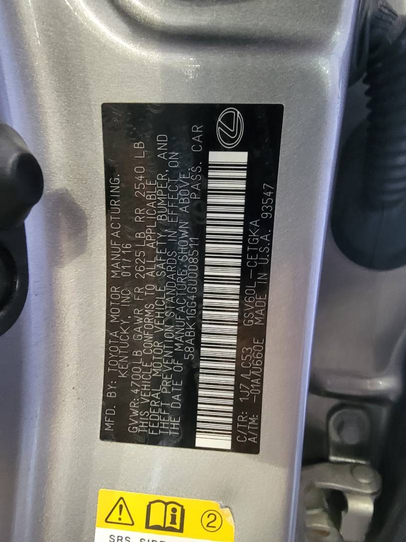 2016 LEXUS ES 350 — 109343 Miles — Lot U008511 — Main - Marhaba Auctions Used Cars - Image 10