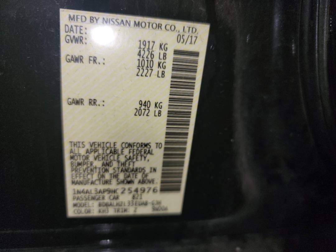 2017 NISSAN ALTIMA — 126786 Miles — Lot 254976 - Marhaba Auctions Used Cars - Image 10