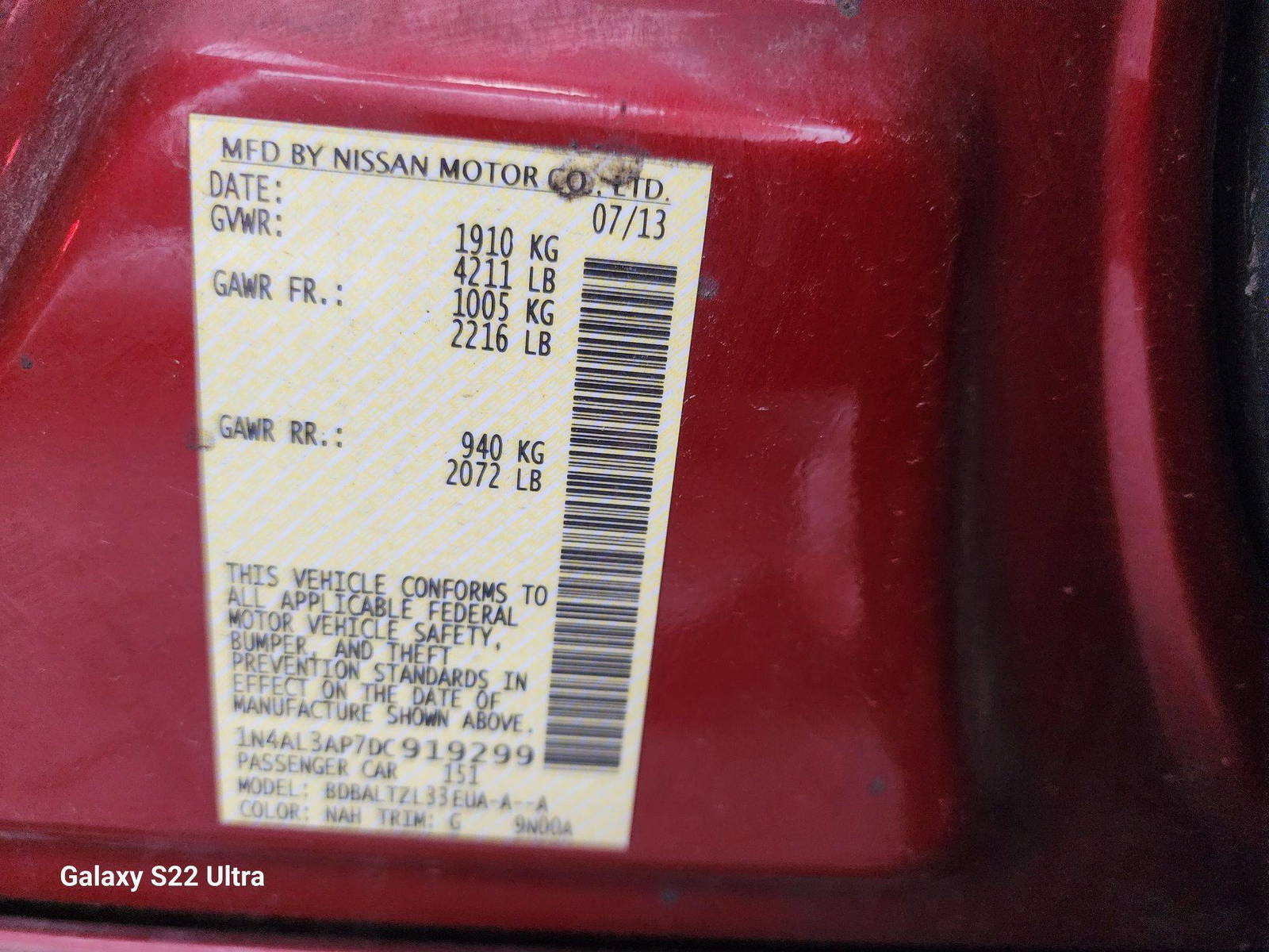 2013 NISSAN ALTIMA — 162535 Miles — Lot 38230400 - Marhaba Auctions Used Cars - Image 9